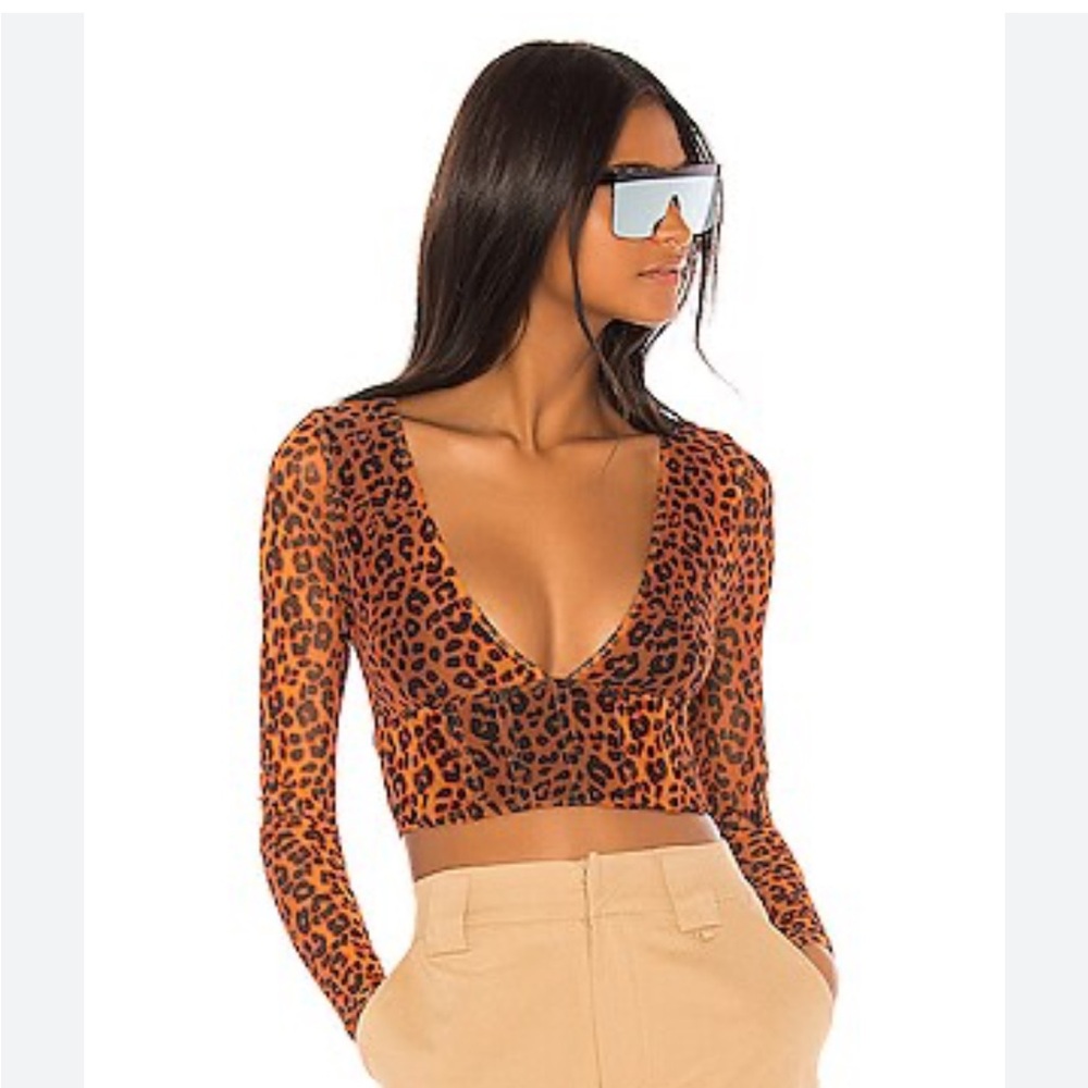 h:ours Wild Leopard Deep V Bodysuit